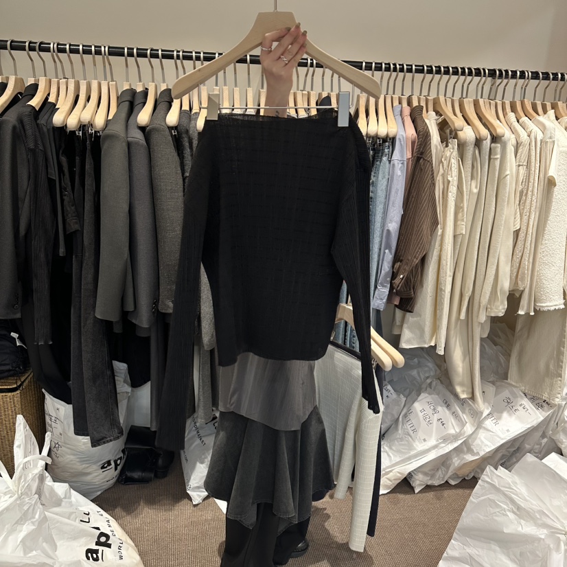 LE BUTTER韓國東大門代購女裝新款熱賣推薦職業針織衫褶皺LE BUTTER針織衫