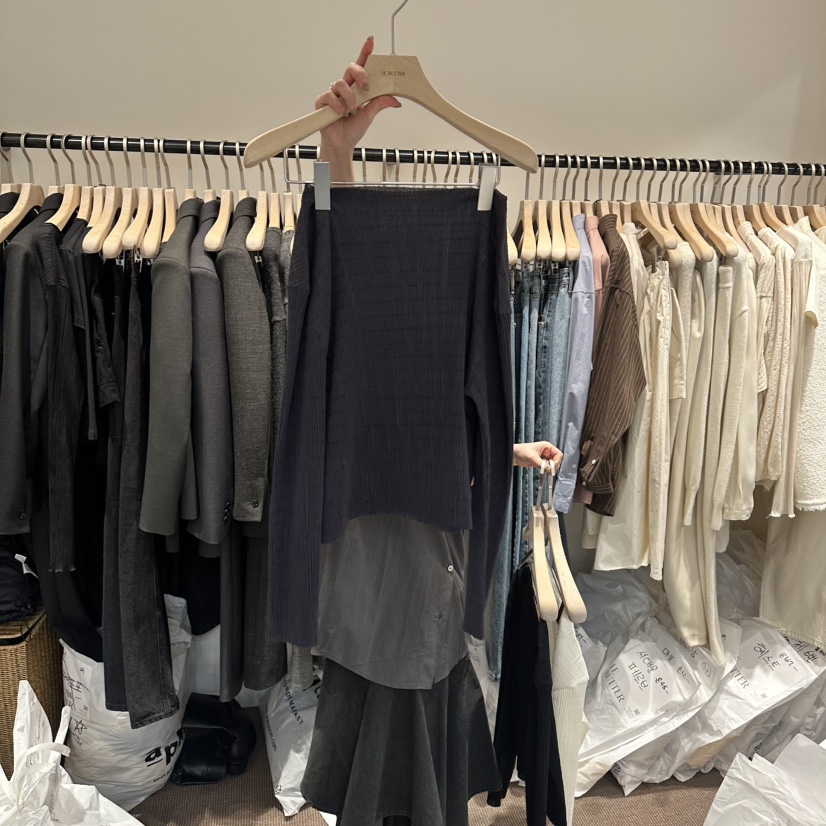 LE BUTTER韓國東大門代購女裝新款熱賣推薦職業針織衫褶皺LE BUTTER針織衫圖色2墨色