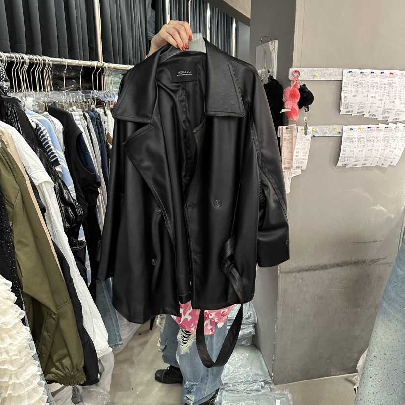 MOMAZU韓國東大門直郵女士新款推薦人氣職業熱賣26春夏皮衣MOMAZU皮衣圖色1黑色