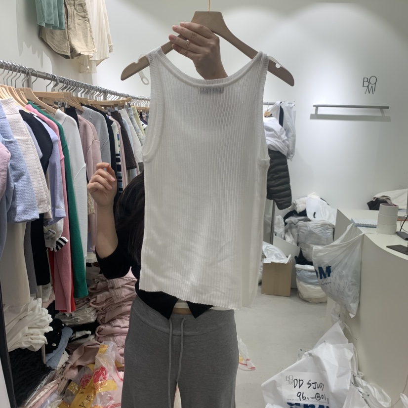 BY BOMI韓國東大門直郵女士新款休閑職業26春夏吊帶背心羅紋BY BOMI吊帶/背心