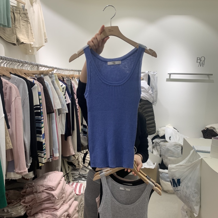 BY BOMI韓國東大門直郵女士新款休閑職業26春夏吊帶背心羅紋BY BOMI吊帶/背心圖色2