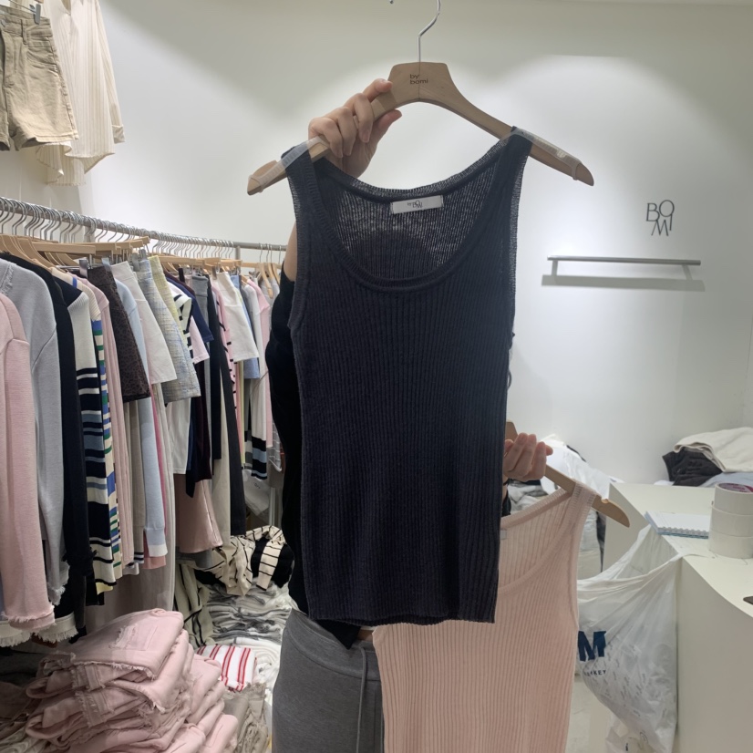 BY BOMI韓國東大門直郵女士新款休閑職業26春夏吊帶背心羅紋BY BOMI吊帶/背心圖色5