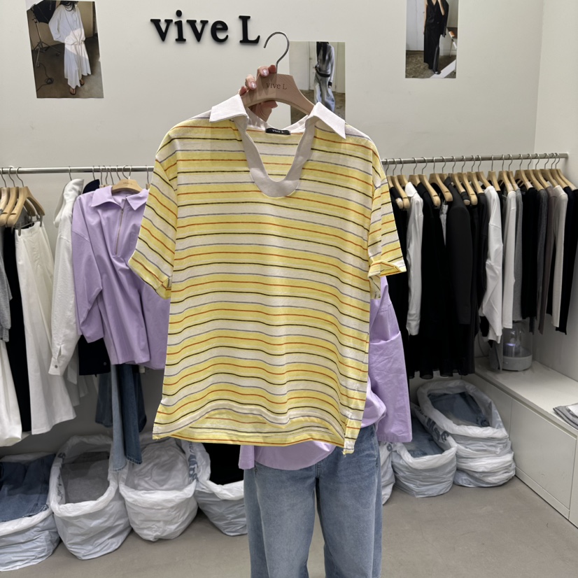 VIVEL韓國直郵實拍女裝新款人氣熱賣26春夏休閑時尚職業T恤VIVELT恤圖色3