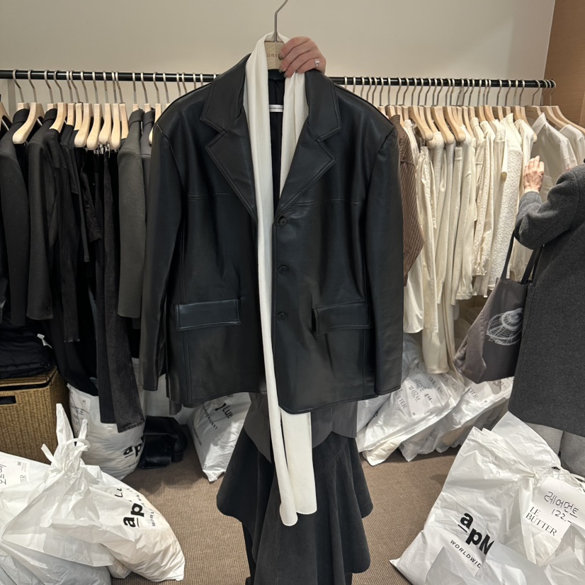 LE BUTTER韓國代購女士新款26春夏時尚休閑夾克不含圍巾LE BUTTER夾克圖色1