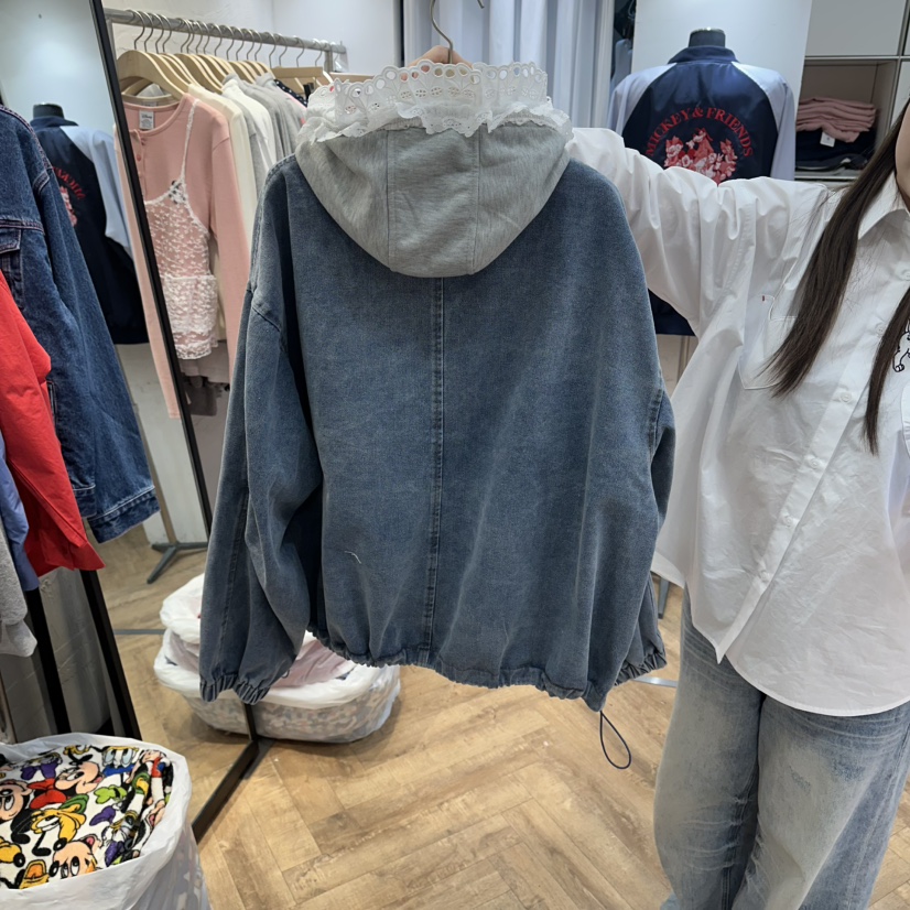 DE LINE韓國直郵實拍女裝新款人氣推薦熱賣夾克帽子可拆卸DE LINE夾克