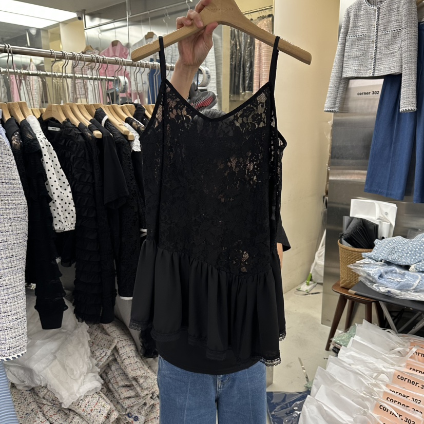 CORNER韓國東大門直郵女士新品推薦職業連衣裙不對稱蕾絲CORNER.302連衣裙圖色2