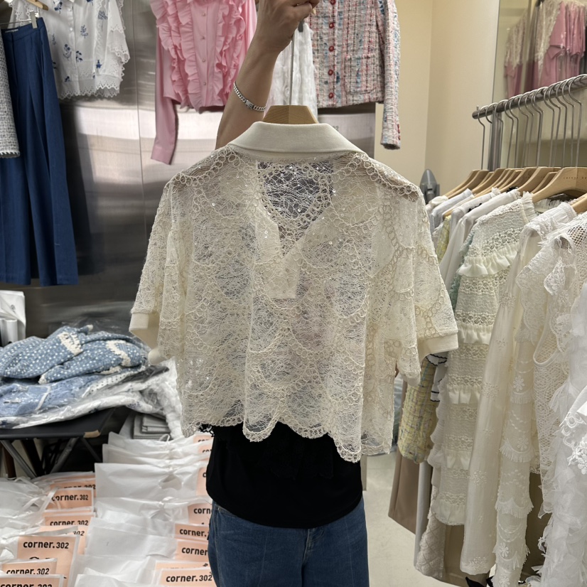 CORNER韓國東大門直郵女士新品人氣熱賣休閑26春夏襯衫蕾絲衫CORNER.302襯衫/蕾絲衫