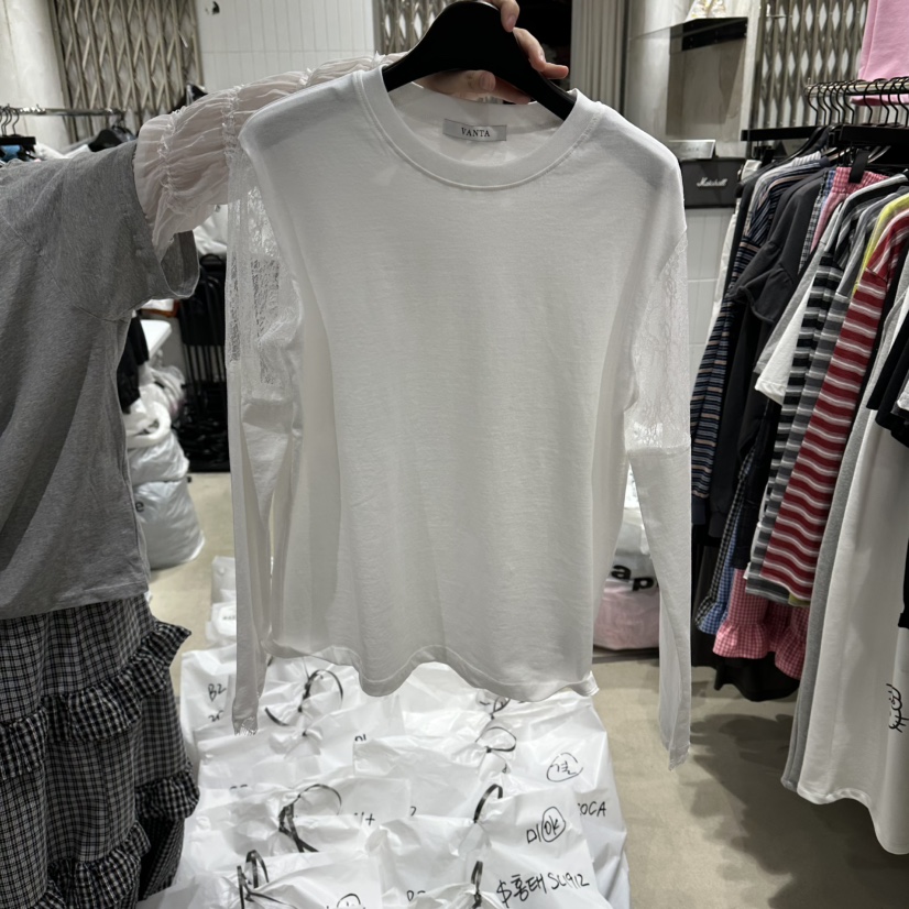 VANTA韓國直郵女士新款人氣職業熱賣26春夏長袖T恤羊絨透明VANTA長袖T恤圖色1