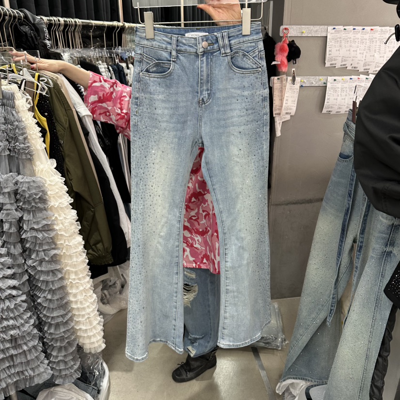 MOMAZU韓國代購女裝新款推薦人氣職業休閑26春夏牛仔褲喇叭MOMAZU牛仔褲圖色1