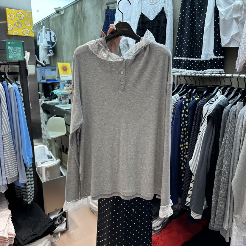 RUNWAY-런웨이韓國東大門代購女士新品人氣長袖T恤奶油色RUNWAY長袖T恤圖色2