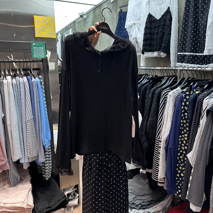 RUNWAY-런웨이韓國東大門代購女士新品人氣長袖T恤奶油色RUNWAY長袖T恤圖色3