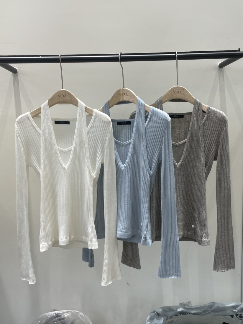 NEOUL東大門實拍女士新款職業休閑26春夏推薦熱賣人氣針織衫NEOUL/ahin雙領標簽針織衫