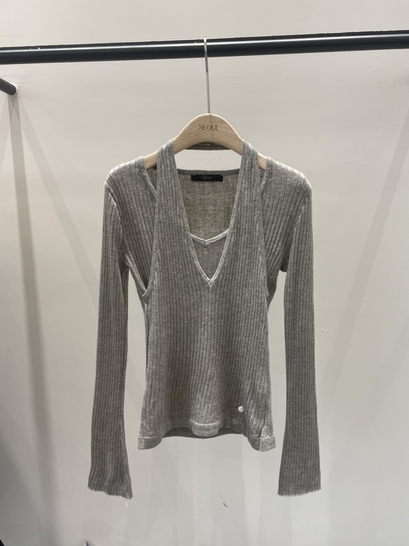 NEOUL東大門實拍女士新款職業休閑26春夏推薦熱賣人氣針織衫NEOUL/ahin雙領標簽針織衫圖色2