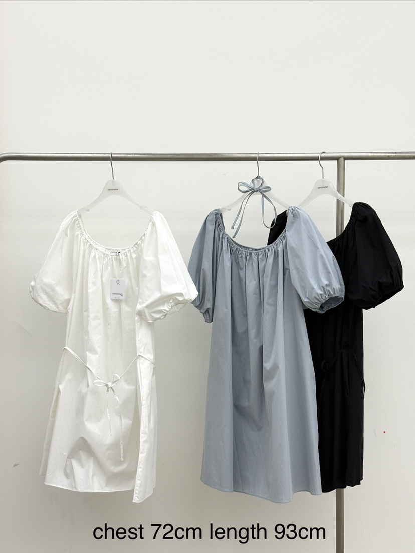 CM東大門實拍女士新款時尚推薦26春夏休閑連衣裙含腰繩露肩CM_centimeter連衣裙