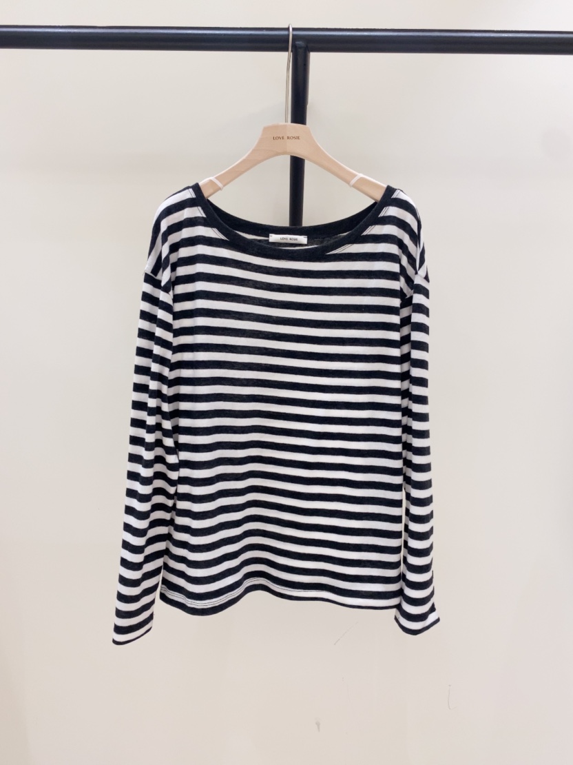 LOVE ROSIE韓國直郵女裝新款休閑職業26春夏長袖T恤露肩條紋LOVE ROSIE長袖T恤圖色2