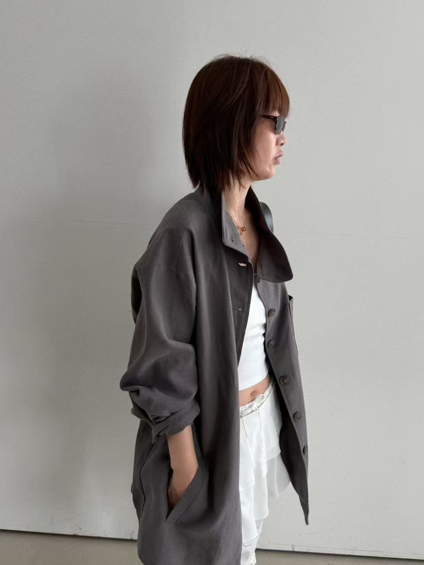 OLI SEOUL東大門直郵女士新品時尚人氣推薦休閑夾克亞麻OLI SEOUL夾克