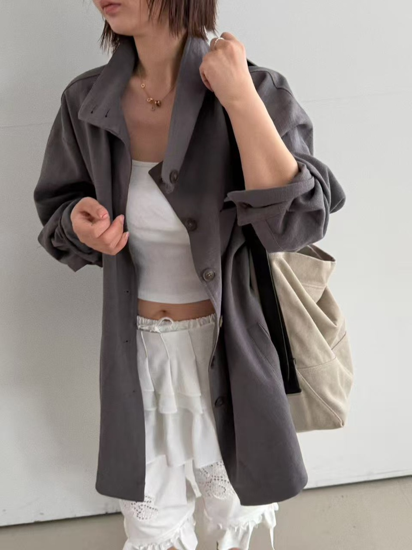 OLI SEOUL東大門直郵女士新品時尚人氣推薦休閑夾克亞麻OLI SEOUL夾克