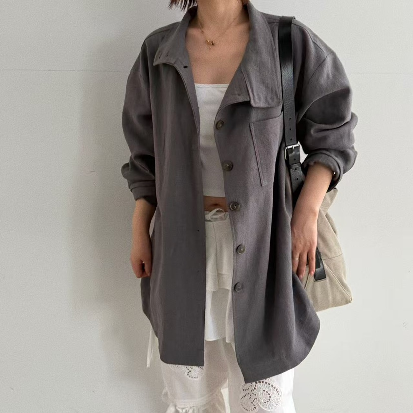 OLI SEOUL東大門直郵女士新品時尚人氣推薦休閑夾克亞麻OLI SEOUL夾克