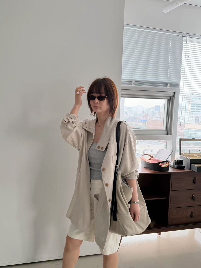 OLI SEOUL東大門直郵女士新品時尚人氣推薦休閑夾克亞麻OLI SEOUL夾克