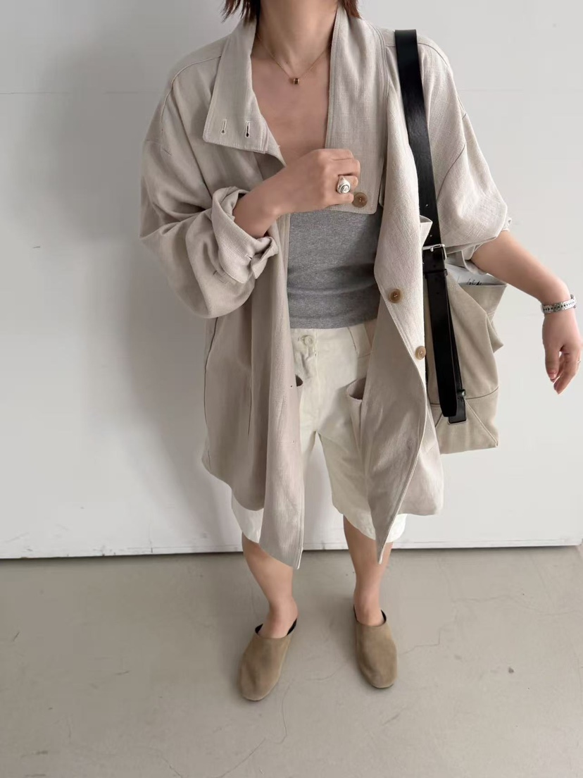 OLI SEOUL東大門直郵女士新品時尚人氣推薦休閑夾克亞麻OLI SEOUL夾克