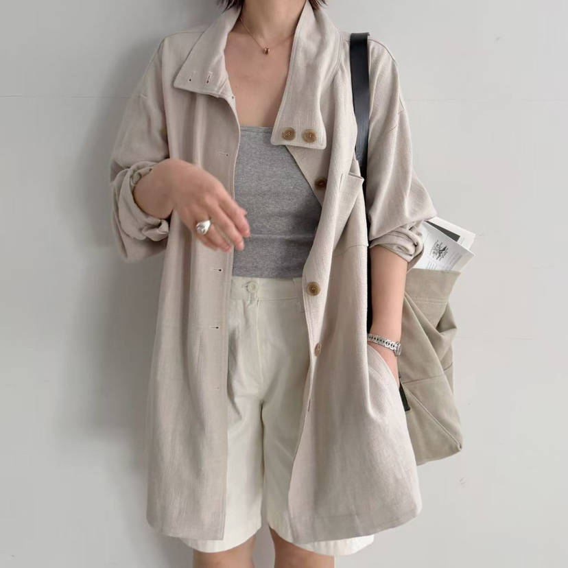 OLI SEOUL東大門直郵女士新品時尚人氣推薦休閑夾克亞麻OLI SEOUL夾克