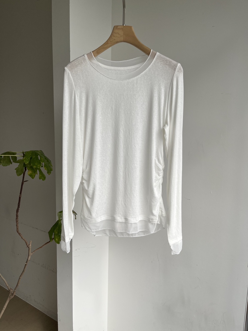 DARAK韓國代購女士新品職業人氣推薦休閑長袖T恤假兩件透明DARAK長袖T恤圖色2