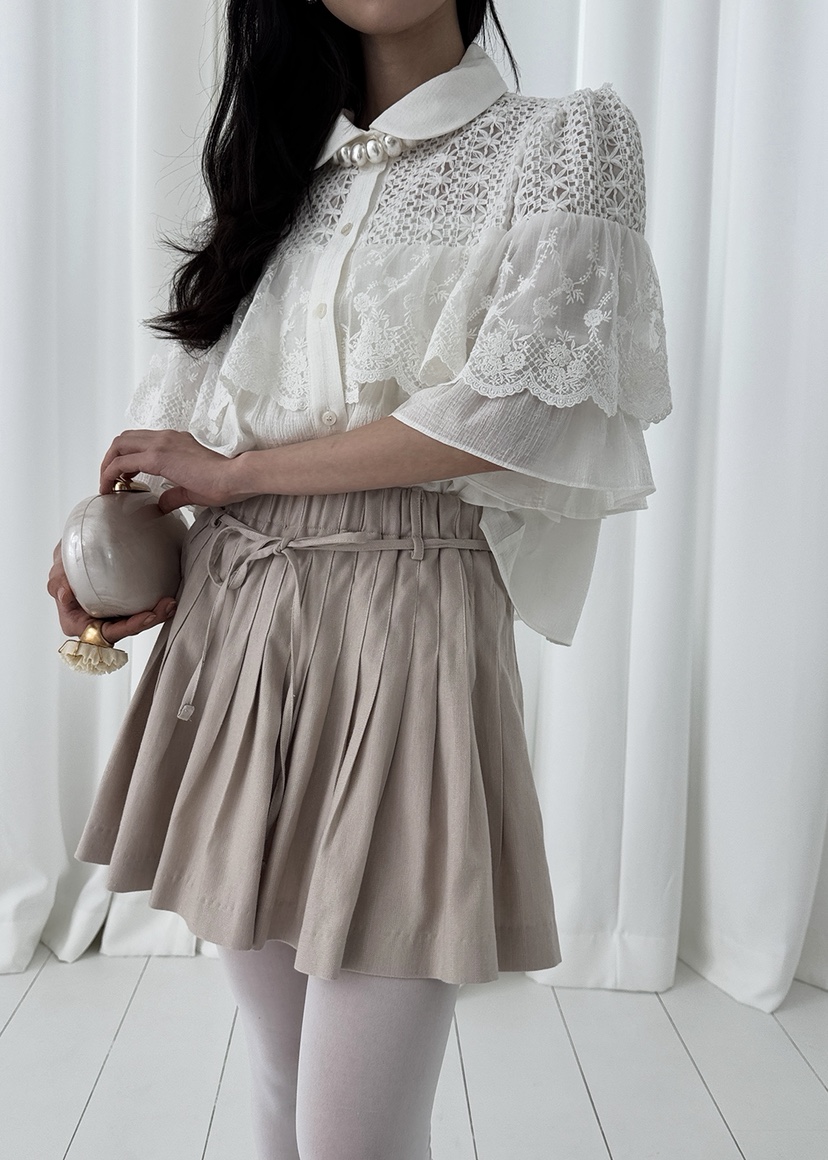 TRIPLE SEVEN韓國直郵女裝新品休閑26春夏短褲含腰繩褶裥TRIPLE SEVEN短褲