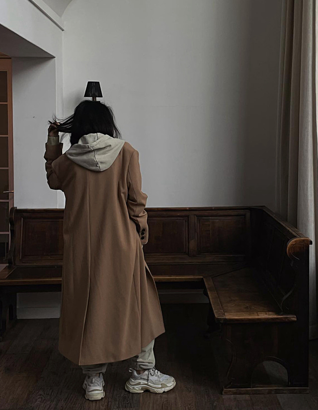 TRIPLE SEVEN韓國直郵女士新款時尚人氣推薦休閑中長款大衣TRIPLE SEVEN中長款大衣