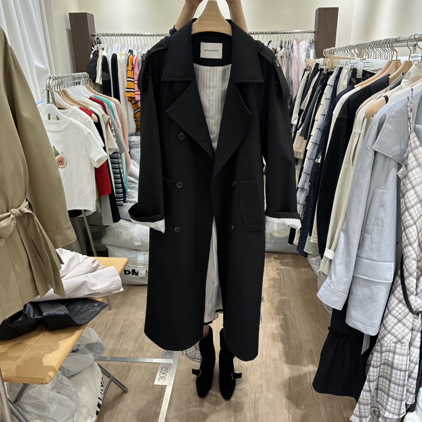 HANSUNGHYUN韓國代購女士新款推薦長款風衣不含內搭含腰帶HANSUNGHYUN長款風衣圖色2