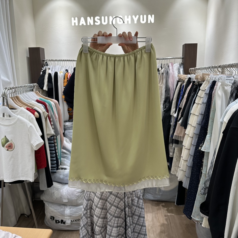 HANSUNGHYUN韓國東大門直郵女士新品休閑人氣長裙雪紡雙層HANSUNGHYUN長裙圖色3