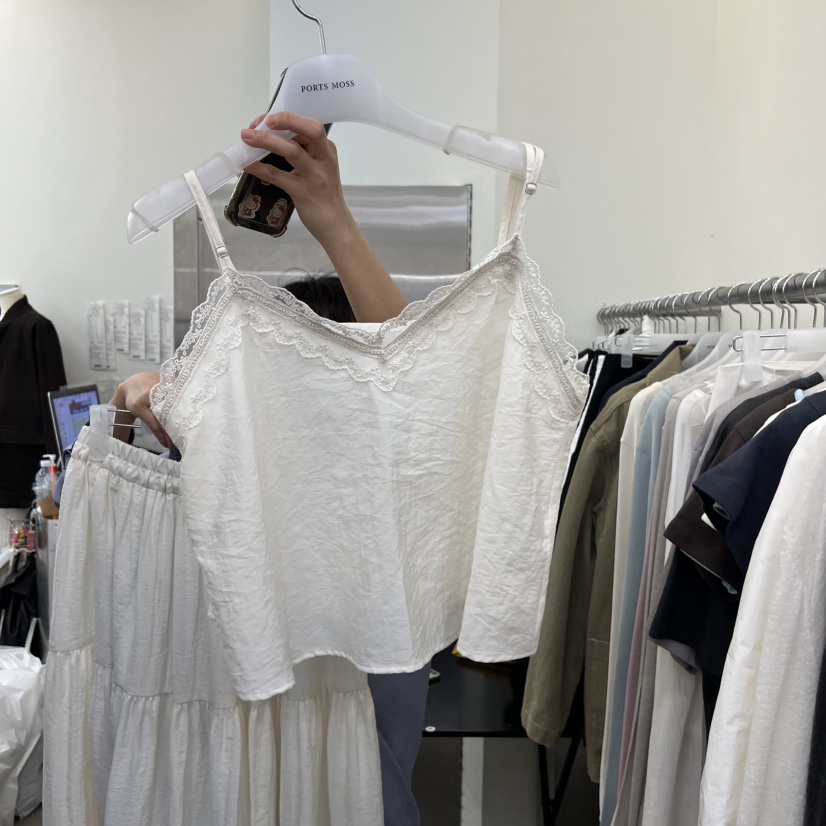 PORTS MOSS東大門代購女士新款休閑26春夏人氣吊帶背心蕾絲PORTS MOSS吊帶/背心圖色1