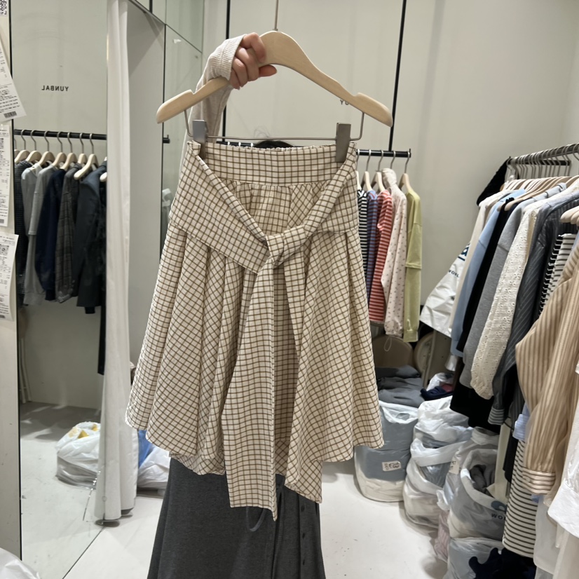YUNBAL東大門代購女裝新品職業推薦半身裙中短裙裹身裙格紋YUNBAL半身裙/中短裙圖色1