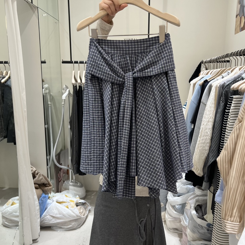 YUNBAL東大門代購女裝新品職業推薦半身裙中短裙裹身裙格紋YUNBAL半身裙/中短裙圖色3