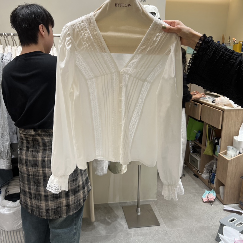 BY FLOW韓國代購女裝新品熱賣時尚人氣推薦職業襯衫蕾絲衫BY FLOW襯衫/蕾絲衫圖色1