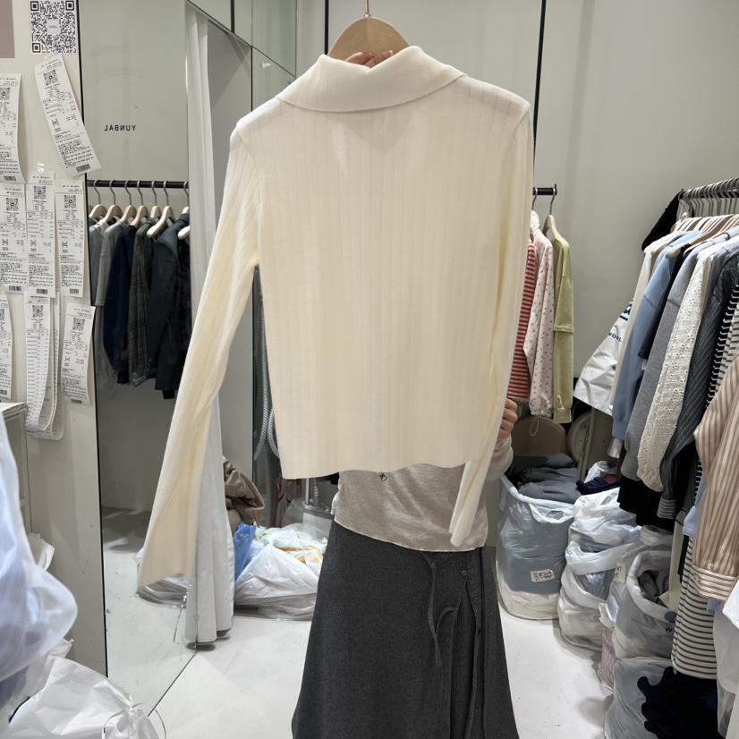 YUNBAL韓國代購女士新款時尚26春夏休閑人氣真品長袖T恤拉鏈YUNBAL長袖T恤