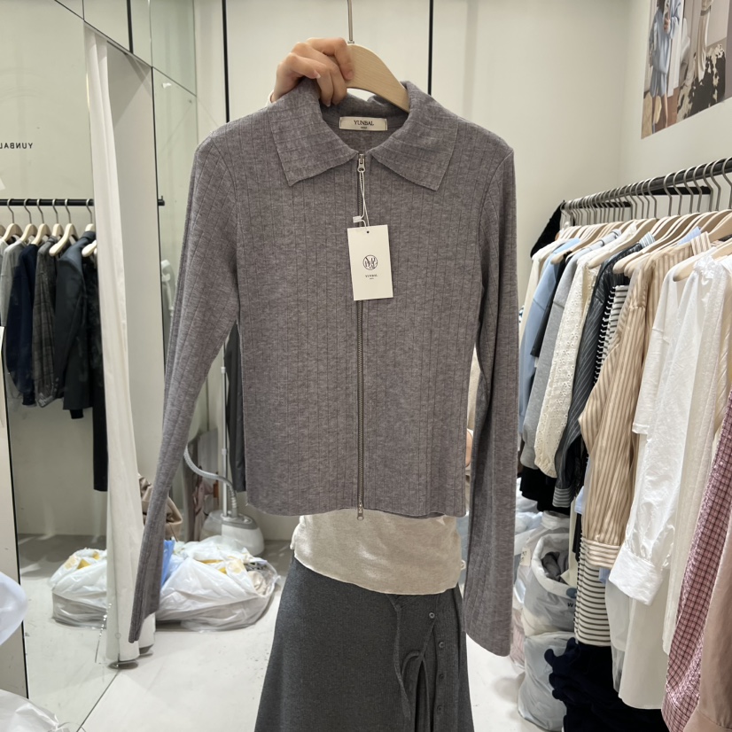 YUNBAL韓國代購女士新款時尚26春夏休閑人氣真品長袖T恤拉鏈YUNBAL長袖T恤圖色2