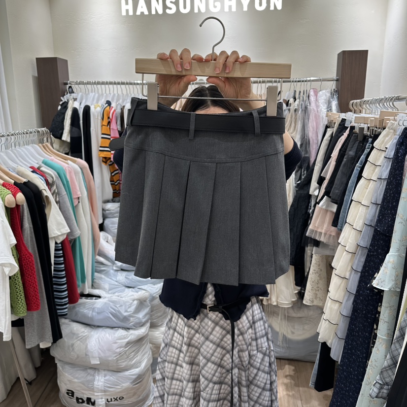 HANSUNGHYUN韓國直郵女士新款職業推薦裙褲含腰帶套裝褶裥HANSUNGHYUN裙褲