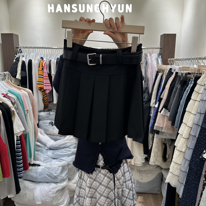 HANSUNGHYUN韓國直郵女士新款職業推薦裙褲含腰帶套裝褶裥HANSUNGHYUN裙褲圖色2
