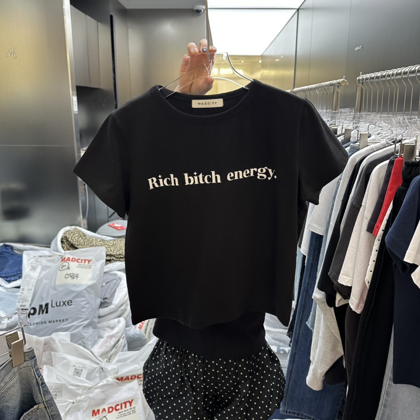 MADCITY/SAGAFURS韓國東大門代購女士新品熱賣26春夏T恤MADCITY/SAGAFURST恤圖色3黑色