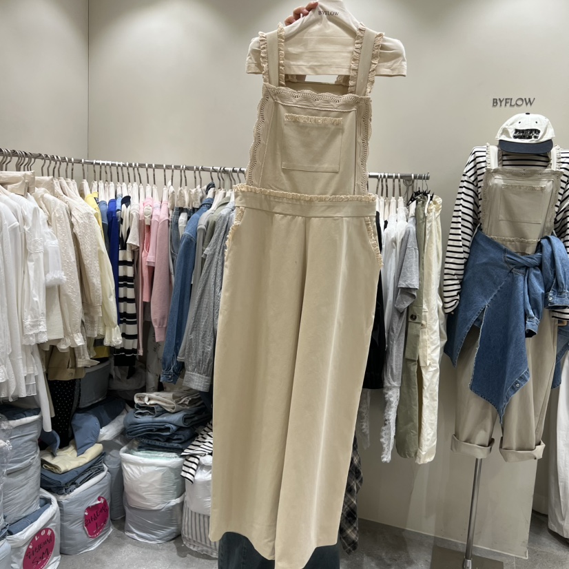 BY FLOW東大門代購女士新款真品推薦背帶褲不含內搭棉質BY FLOW背帶褲圖色1