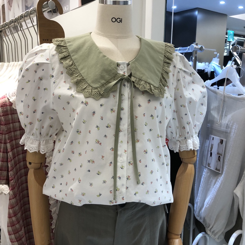 OGI東大門代購女士新品26春夏人氣熱賣時尚真品襯衫蕾絲衫FLat OGI襯衫/蕾絲衫圖色1