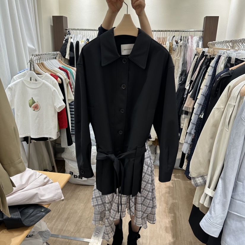 HANSUNGHYUN韓國代購女士新品時尚推薦職業長款風衣含腰帶HANSUNGHYUN長款風衣圖色2