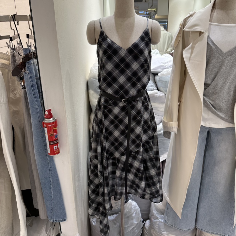 HANSUNGHYUN韓國代購女士新品人氣連衣裙含腰帶套裝格紋雪紡HANSUNGHYUN連衣裙圖色2