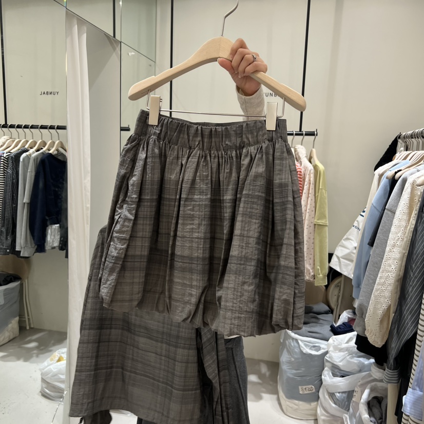 YUNBAL韓國東大門代購女裝新款人氣休閑26春夏時尚短裙格子YUNBAL短裙