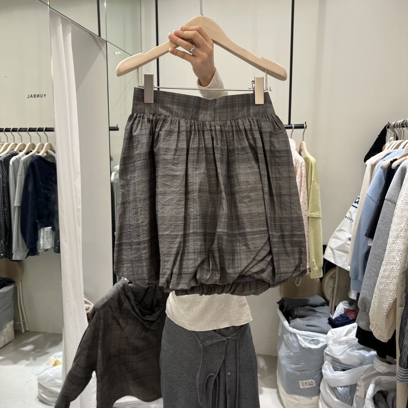 YUNBAL韓國東大門代購女裝新款人氣休閑26春夏時尚短裙格子YUNBAL短裙圖色1