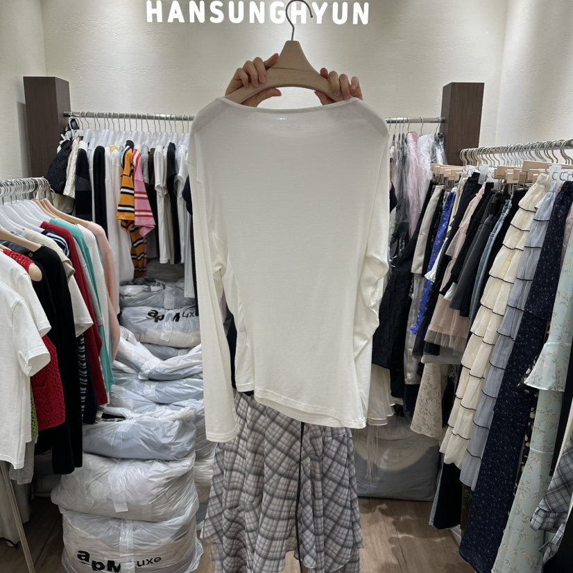 HANSUNGHYUN東大門代購女士新款時尚熱賣職業長袖T恤紐扣HANSUNGHYUN長袖T恤