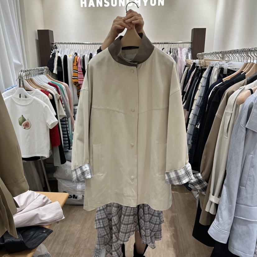 HANSUNGHYUN韓國直郵女裝新品人氣時尚職業推薦休閑夾克格子HANSUNGHYUN夾克圖色1