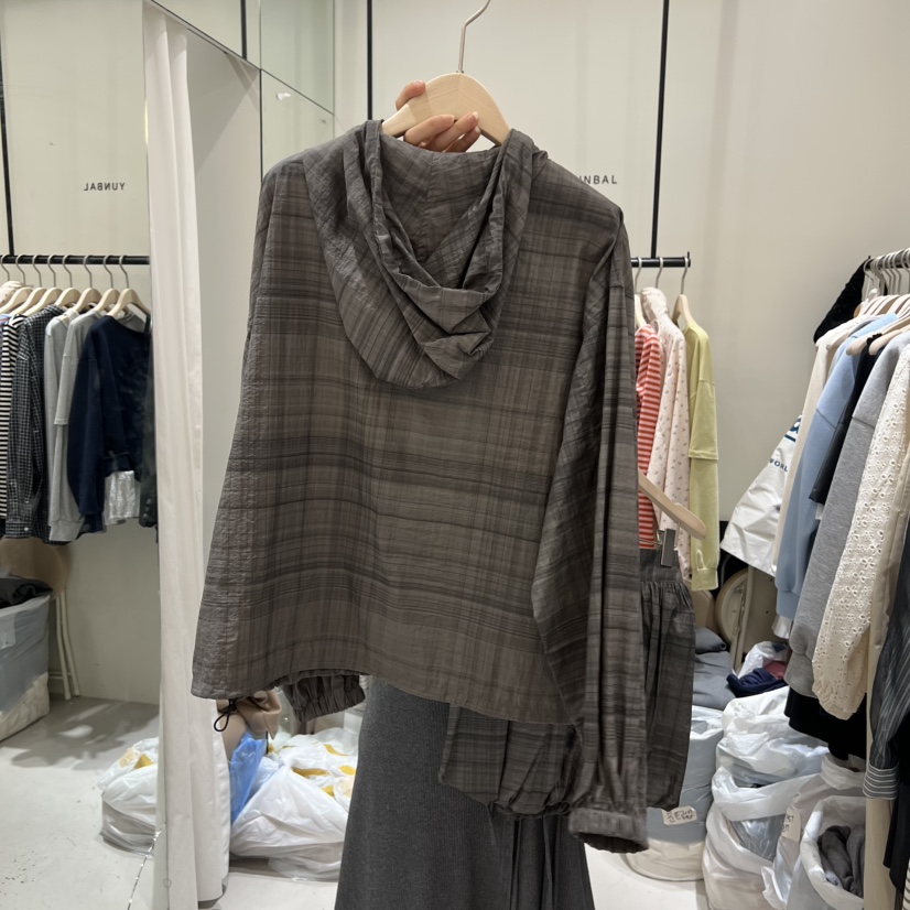 YUNBAL東大門代購女裝新款人氣26春夏休閑職業時尚夾克格子YUNBAL夾克