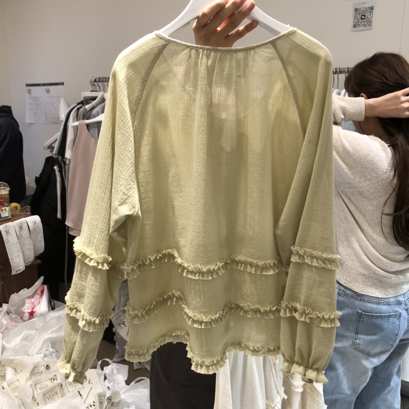 VENIR-a韓國東大門直郵女裝新品推薦休閑人氣襯衫蕾絲衫VENIR-a襯衫/蕾絲衫