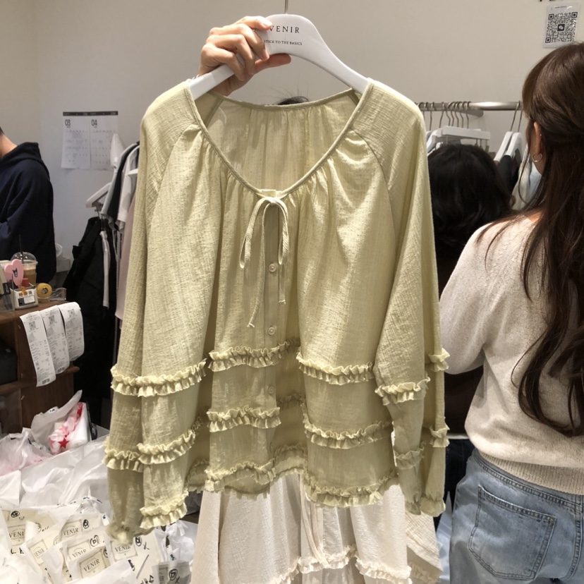 VENIR-a韓國東大門直郵女裝新品推薦休閑人氣襯衫蕾絲衫VENIR-a襯衫/蕾絲衫圖色1